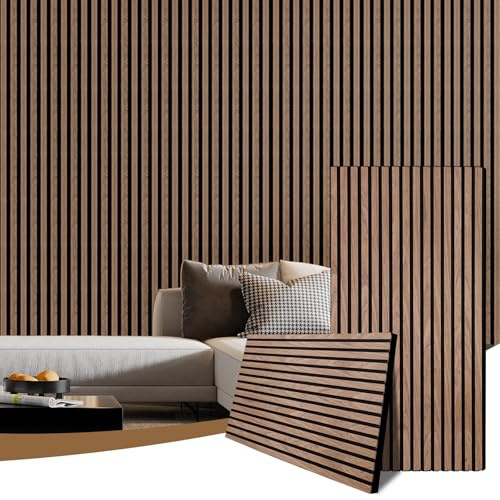 Akustikpaneele Holz, 2 Stück 1,44m² - 120x60cm 3D Wandpaneele Holz, Akustik Paneele Wand für Küche, Wohnzimmer, Büro, Umweltfreundlich Holzpaneele Wand mit Schalldämpfung (Walnuss 4#)