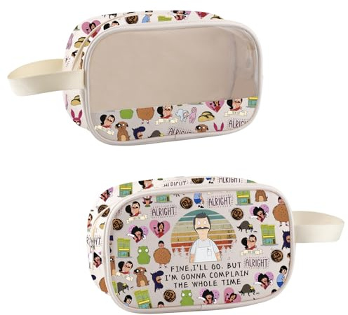 Kosmetiktasche im Cartoon-TV-Show-Merchandise-Bob-Belcher-Burger-Stil, Geschenk für Bob-Fans, Tina & Louise Geschenk, Beschwerungstasche, Kosmetiktaschen