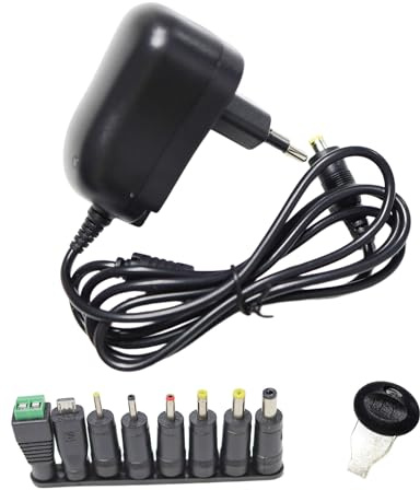 Netzteil 30W Universell AC/DC Adapter 3-12V 2A Einstellbar – Mit 9 Adapter-Steckern, USB-Anschluss & Polumkehrfunktion für LED-Stripes, CCTV-Kameras, Router – CE/RoHS Zertifiziert [0E29]