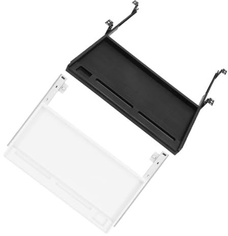 jojofuny 2 Satz Tastaturablage und Stabilem Pp Metall Material mit Ausziehbarer Schublade Einfache Montage Praktische Organizer Lösung für Büro unter Schreibtisch