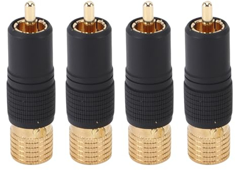 Vergoldete Bananenstecker, 4-teiliges Set hochwertiger Lautsprecherkabel-Anschlüsse, Audio-Video-Anschlüsse mit 24-karätiger Vergoldung für Mischpulte und Verstärker