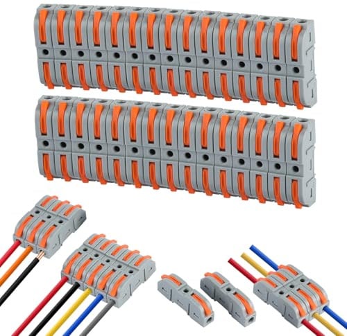 30 Stk Verbindungsklemmen, Kombinierbare, für 0,08~4mm² Durchmesser Drähte | Kabelverbinder, mit Betätigungshebel Bilateral Leiter, für 0,2~4 mm² Massivdraht, 0,08~2,5 mm² Weichdraht, für Elektrogeräte