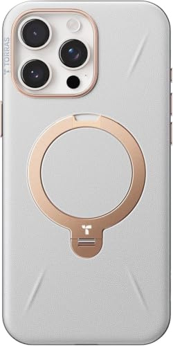 TORRAS Ostand Q3 VegSkin für iPhone 16 Pro Hülle(Nachhaltig Silikonleder) (360° Magnetischer Unsichtbarer Ständer) Premium Haptik Langlebig Hülle iPhone 16 Pro Case Edle Lederstruktur Weiß