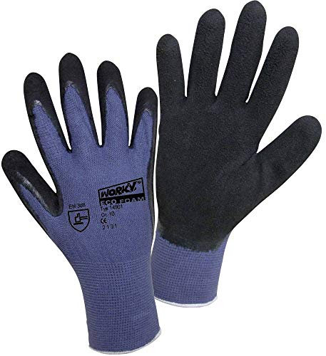 Worky 14901 L+D ECO Latex Foam 14901-10 Viskose Arbeitshandschuh Groeße (Handschuhe): 10, XL EN 388 CAT I, Gr.10, blau/schwarz