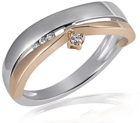 Goldmaid Damen-Ring Weissgold u. Rotgold 585 Bicolor 4 Diamanten 52 Pa R4264RG52 Brillanten Diamantring Verlobung