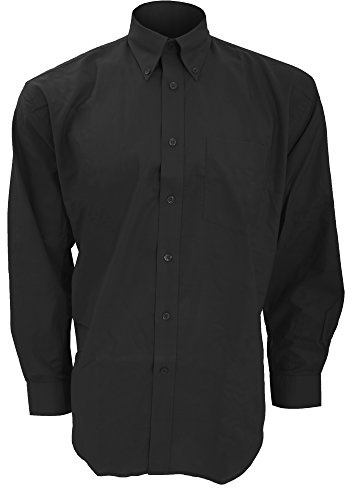 Kustom Kit Mens Workwear Oxford Long Sleeve Shirt (18inch) (Black)