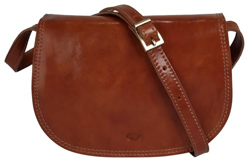 piké Umhängetasche Echt Leder Damen Made in Italy | Vintage Crossbag | klassische Schultertasche mit Magnetverschluss