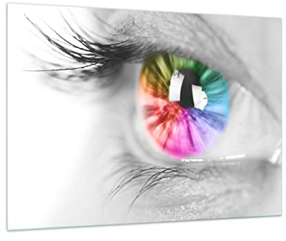 Bilder auf Glas 100x70cm Glasbild Auge Regenbogen Wimper Grafik Groß Wanddeko Bild im Glas Schlafzimmer Küche Deko Wandbilder Dekoration Wohnzimmer Modern Wall Decor Wand Kunstdruck Art GAA100x70-2644