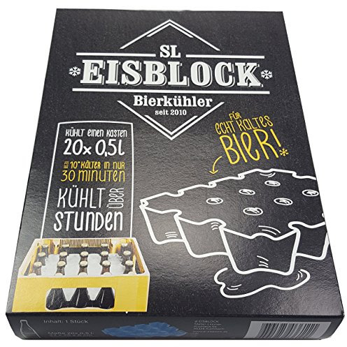 SL-Eisblock - Bierkühler, Getränkekühler 0,5 Liter Flaschen der SL-EISBLOCK Bierkastenkühler ist MADE IN GERMANY (Geschenkverpackung) Blau