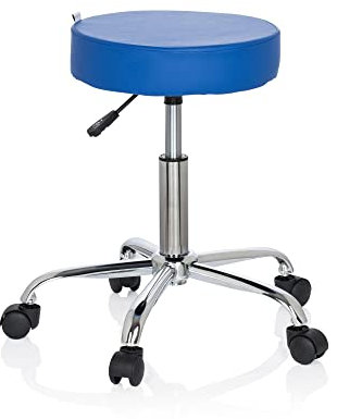 hjh OFFICE 729413 Bürohocker Operator II Kunstleder Blau Hocker höhenverstellbar mit Rollen