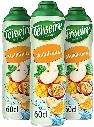 Teisseire Sirop Multifruits pour Boisson Rafraîchissante, Cocktails, Bidon Recyclable 3x60cl