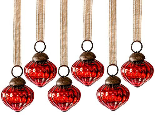 Arthur Cameron – Set of 6 Small 1 Crackle Glass Lantern Ornaments – Hand-Blown Glass Baubles for Rustic Christmas Decorations