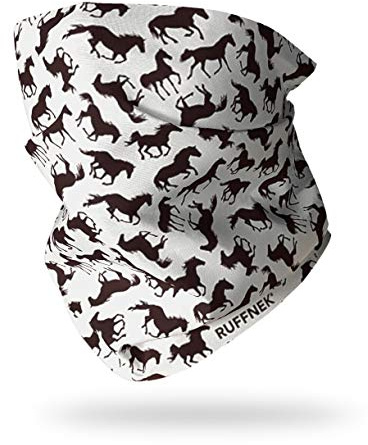 Ruffnek HORSES BLACK & GREY Snood Neck Gaiter - Horse Riding Neck Warmer for Equestrian Use