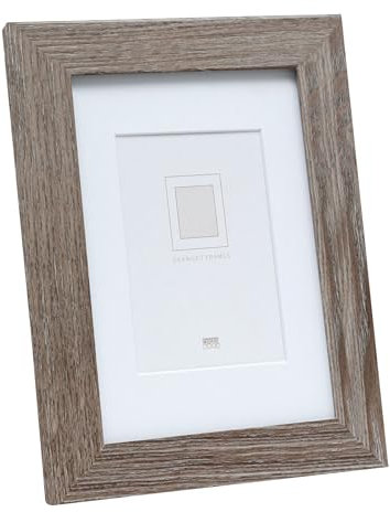 DEKNUDT FRAMES Bilderrahmen mit Passepartout - Grau Holzfarbe - S66KH3 P1 18x24cm für Bild 13x80cm - Bilderrahmen Holz MDF - Bilder aufhängen oder ausstellen