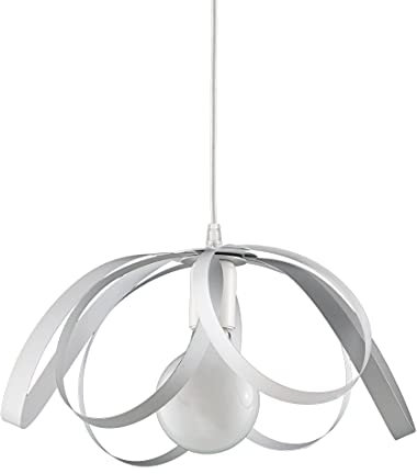 Leolux Fiocco. Lampadario a sospensione moderno, per cameretta bambini, camera da letto, soggiorno, altezza regolabile e facile da montare al soffitto. Lampadario bianco e grigio.