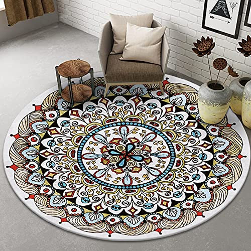 ZZBBZZ-YJ Vintage Area Teppiche 80cm 100 cm 120 cm 140 cm 160 cm 180 cm 200 cm Runde Teppich für Wohnzimmer Schlafzimmer Balkon Home Boden rutschfeste Matten Weiche Yoga Matte Couchtisch Matte