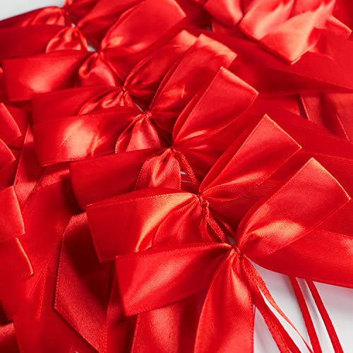 50 STK Autoschleifen Antennenschleifen,Handgemacht Satinband Deko Schleifen Auto Schmuck Braut Paar Dekoration Autoschmuck Hochzeitsschleifen für Hochzeit Party Geburtstag Geschenkenverpackung,Rot