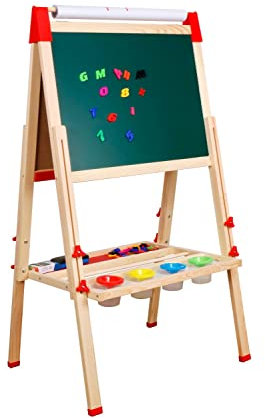 Doppelseitige Standtafel Leonardo Kinder Schreibtafel Maltafel Kindertafel magnetisch Holz mit Ablagefach Kreidetafel höhenverstellbar Staffelei