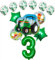 HCRXVV 3.Geburtstag Junge Traktor Balloon Set luftballon 3. geburtstag Grün Folienballon 32 Zoll Zahl 3, Folienballon Traktor Baustelle Car Themed Deko jungen 3 jahr Kindergeburtstag(12Stk)