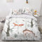 NUYSP Housse de Couette 140x200 avec Fermeture Éclair Animaux Aquarelles Parure Lit 1 Personne 2 Taies d'oreiller 50x75cm Forêt Dessinée à La Main 3D Imprimé Enfant en Microfibre, 140x200+50x75cmx2