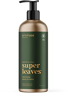 ATTITUDE Hand Soap, EWG Verified, Plant and Mineral-Based Ingredients, Vegan Personal Care Products, Refillable Aluminum Bottle, Petitgrain and Jasmine, 473 ml