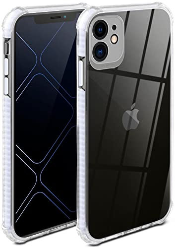 ONEFLOW Cushion - Carcasa transparente para iPhone 11 (silicona, protector de cámara 3D, protector de pantalla elevado), color blanco