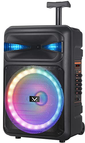 Majestic FIRE T6 – Trolley Bluetooth 5.0, Luci LED multicolore 5 effetti, ingressi USB/microSD/AUX-IN/MIC, Microfono, Telecomando, Batteria, funzione TWS, Impugnatura e ruote per il trasporto.