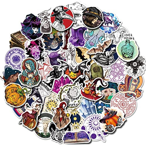 50Pcs Bohemian Aufkleber, Lila Magie Witchcraft Aufkleber Packs für Erwachsene Jugendliche, Western Vintage Art Graffiti Boho Abziehbilder