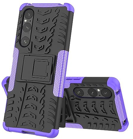 SEAHAI Hülle für Sony Xperia 1 V, Militärstandard Strapazierfähig Robust Handyhülle Outdoor Stoßfest Handy Case Schutzhülle mit Stabilem Ständer - Lila