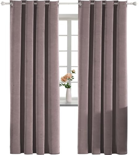 YSTELLAA Tenda 100% Oscurante Da Interno 2 Pezzi, 140×260cm, Tenda Velluto Fonoassorbenti, Tende Termiche Isolanti Per Interni, Con Anelli, Moderne, Per Camera Da Letto, Rosa