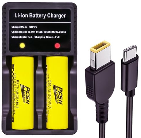 10W USB 21700 Battery Charger - PFSN Universal Intelligent Fast Lithium Charger Best for 3.7V Li-ion 18650 18500 18490 18350 17670 17500 16340(RCR123) 14500 Rechargeable Batteries (BT21)
