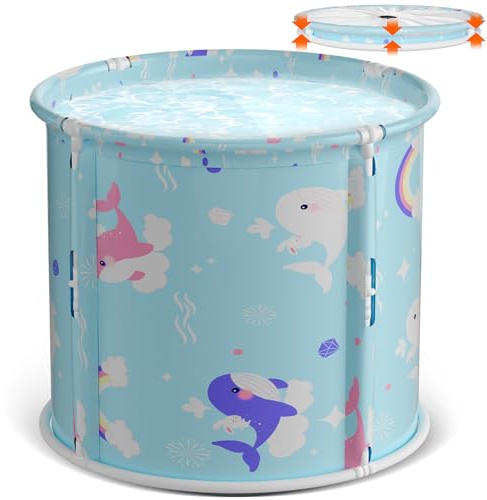 Tragbare Badewanne, faltbare Badewanne für Kinder, Jungen und Mädchen, Therapiewanne für Duschkabine, Badezimmer, zusammenklappbar, japanische Soaking-Whirlpool-Badewanne, Eisbad im Freien, 55 x 60 cm