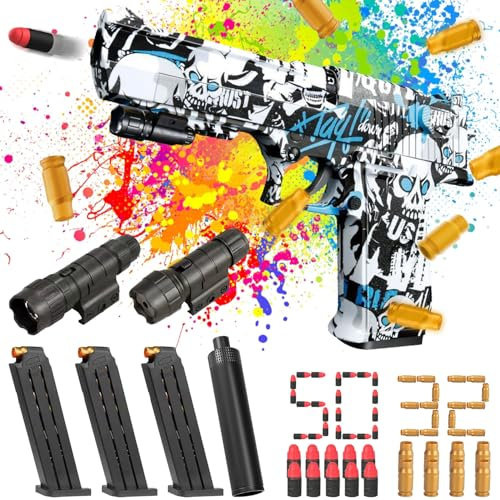 Spielzeug Pistole Wüstenadler Mit Platzpatronen, Knall Munition, Schaumstoff Geschoss und Zielscheibe für Nerf