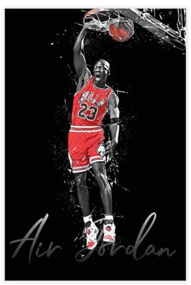 AMATWI Poster mit Basketball-Stern, Michael Jordan, 43, Leinwand-Poster, Schlafzimmer-Dekor, Sportlandschaft, Büro, Raumdekoration, Geschenk, ungerahmt, 30 x 45 cm