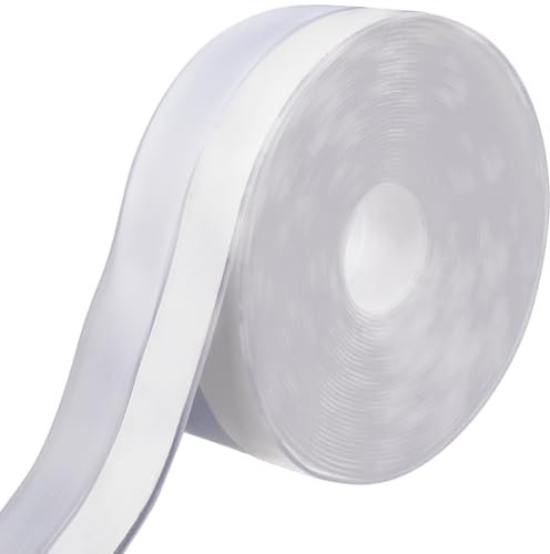 GORGECRAFT 5m x 2.5cm Weather Stripping Door Seal Strip Soundproof Silicone Sealing Sticker Transparent Self Adhesive Tape Bottom for Door Draft Stopper Windows Shower Glass Gaps