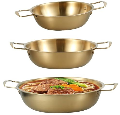 Korean Ramen Noodle Pot with Handle Stainless Steel Induction Stock Pot Rustproof Korean Cooking Pot Fast Heating Korean Ramen Pot Practical Korean Small Saucepan 7in 8.6in 10.2in Stockpot for Soup