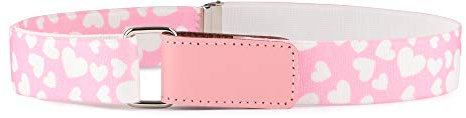 Ladeheid Kinder Gürtel Ohne Schnalle Elastischer Kindergürtel für Jungen und Mädchen 0-15 Jahre 32-90 cm P15 (Rosa/Weiße Herzen, 0-2 Jahre)