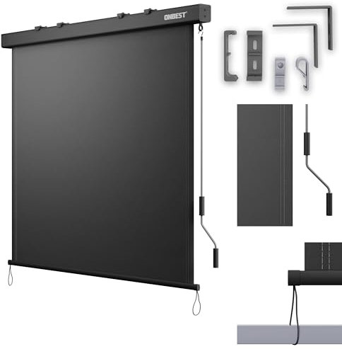 ONBEST Senkrechtmarkise außen & innen - ausziehbar in 2 Größen – 250 x 160 cm / 250 x 180 cm – Sichtschutz für Balkon & Terrasse – Handkurbel – Sonnenschutz, Windschutz (Anthrazit, 180 x 250cm)