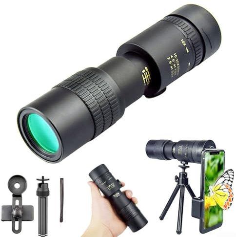 10–300 x Monokular-Teleskop, Hochleistungs-Monokular mit HD-Zoom, Nachtsicht-Technologie bei schlechten Lichtverhältnissen für Vogelbeobachtung, Jagd, Camping, Reisen, Wildtiere (Anzug)