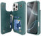 VANAVAGY Compatible for iPhone 16 Pro Wallet Case with Credit Card Holder,Rfid Leather Flip Folio Phone Cover Fits Magnetic Car Mount and Stand with Screen Camera Protector,Forest Green