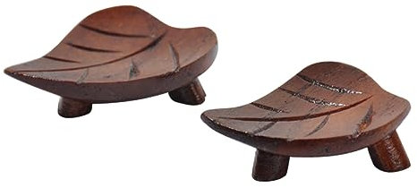 TOPBATHY 2pcs Heart Shaped Leaf Chopstick Holder Wood Forks Organizer Spoons Holder Elegant Dining Table Decor