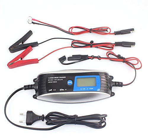Booster Batterie Voiture,Booster Batterie 6V / 12V 0.8A 4A Moto Branchez Batterie de Voiture Chargeur 7-Automatiques Chargeur Intelligent étanche