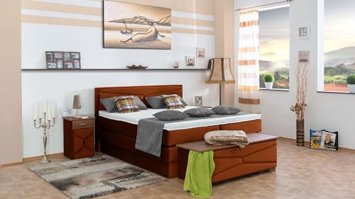 Boxspringbett Dion 240x220, VS-Terakotta, 7-Zohnen Taschenfederkernmatratze, Ergoflex - Inklusive Aufbau - Deutscher Hersteller