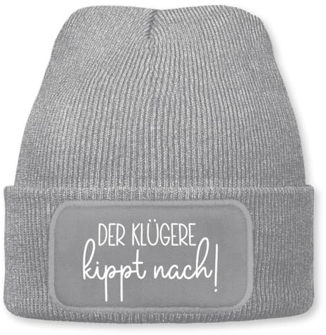 Prozente Momente Der klügere kippt nach - Beanie | Strickmütze | Wollmütze | Beanie mit Druck | lustige Sprüche | Apres-Ski | Winter