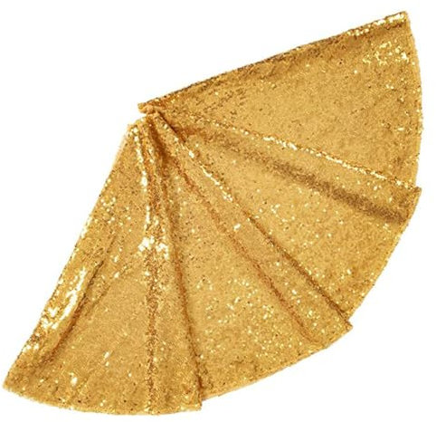 Morbuy Pailletten Weihnachtsbaumdecke, Weihnachtsbaum Rock Rund, Weihnachtsbaum Weihnachtsdeko, Champagner Gold Rund Christbaumdecke für Neujahr Party Weihnachten Deko (120cm,Gold)