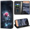 Étui portefeuille pour Motorola Moto Edge 2022 avec porte-cartes de crédit, blocage RFID, fermeture magnétique, béquille pour homme et femme, rose galaxie
