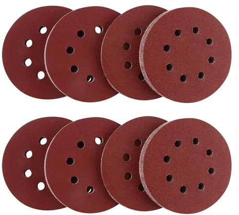 BUCOMTU 104 Stück Schleifpapier 125 mm Klett, Schleifscheiben 125 mm Klett, P40-P600 8 Loch Schleifpapier in Industriequalität, zum Polieren von Holz/Entrosten von Metall/Autoreparatur