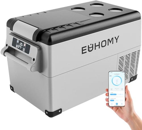 EUHOMY 30.6L Portable Compressor Fridge - 12V/24V DC & 100-240V AC Car Refrigerator with App Control &LCD Panel | Fast Cooling (-20°C~20°C) | Energy-Efficient 45W | for Camping, Trucks, Home & Travel