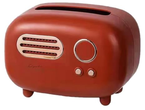 Swiixxer Retro-Taschentuchbox in Radioform für Küche, Badezimmer, Waschtische, Nachttische, Schreibtische und Tische, Rot, Langlebig, 17 X 12 X 12,5 cm