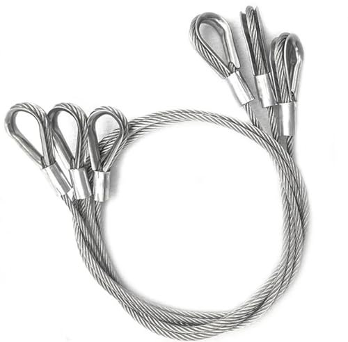 WENYOG Kit Cable INOX Câbles enduits de PVC de 2/3/4/5mm, 2 pièces, avec Anneau, Manchon en Aluminium, Cordes de sécurité multifonctionnelles, élingues en Fil d'acier Inoxydable(3mm Thick,1M X2PCS)